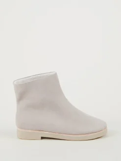 Veloursleder-Boots Grau/Beige