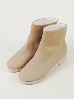 Veloursleder-Boots Hellbraun