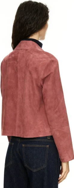 Velourslederjacke 'Emilla' Pink