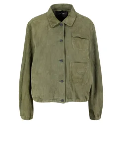 Velourslederjacke Grün