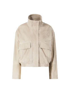 Velourslederjacke 'Jorna' Hellgrau