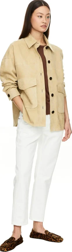 Velourslederjacke 'Kaylee' Beige