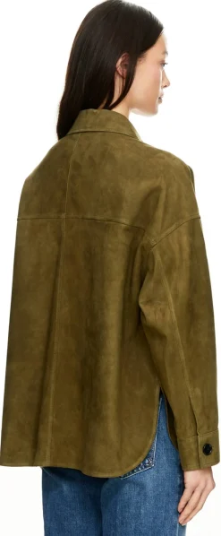 Velourslederjacke 'Kaylee' Olive