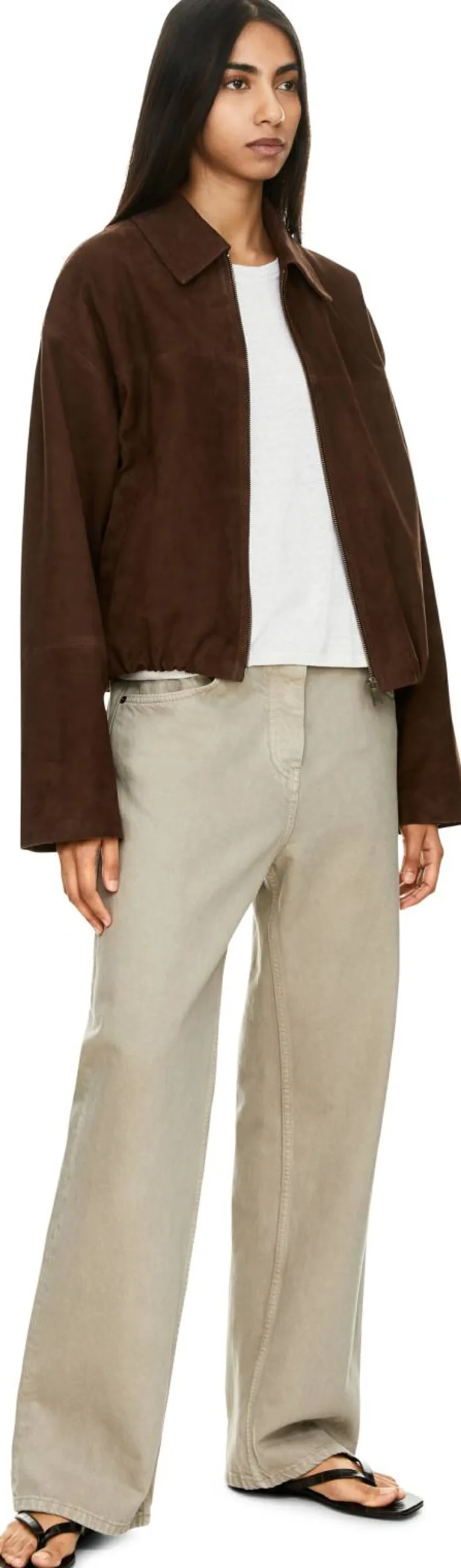 Velourslederjacke 'Loua' Dunkelbraun