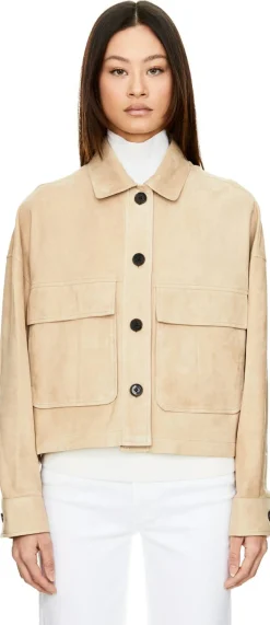 Velourslederjacke 'Miri' Beige