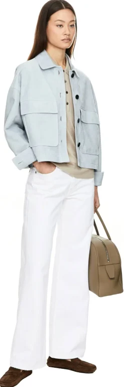 Velourslederjacke 'Miri' Hellblau