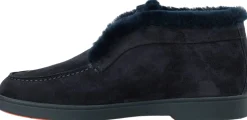 Veloursleder-Loafer mit Pelzfutter Marineblau