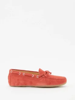 Veloursleder-Mokassin mit Schleife Rot