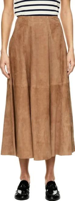 Velourslederrock 'Eleni' Beige