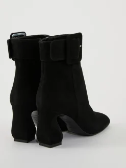 Veloursleder-Stiefeletten Schwarz