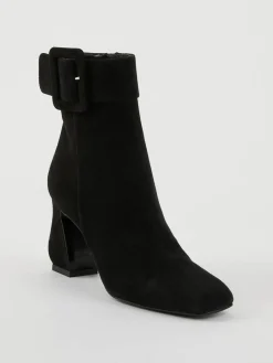 Veloursleder-Stiefeletten Schwarz
