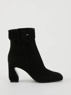 Veloursleder-Stiefeletten Schwarz