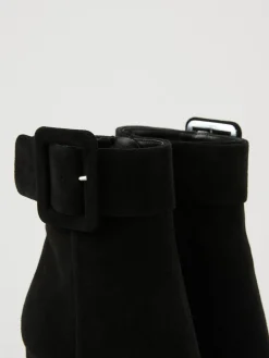 Veloursleder-Stiefeletten Schwarz