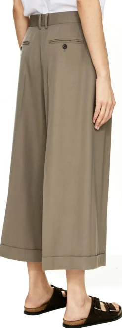 Verkürzte Wollhose 'Lior' mit weitem Bein Khaki