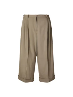 Verkürzte Wollhose 'Lior' mit weitem Bein Khaki