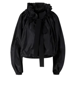 Voluminöse Bluse mit Schleife Schwarz