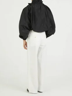 Voluminöse Bluse mit Schleife Schwarz