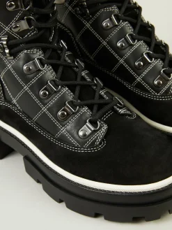 Wanderschuhe 'Miller Lug' mit Karomuster Schwarz