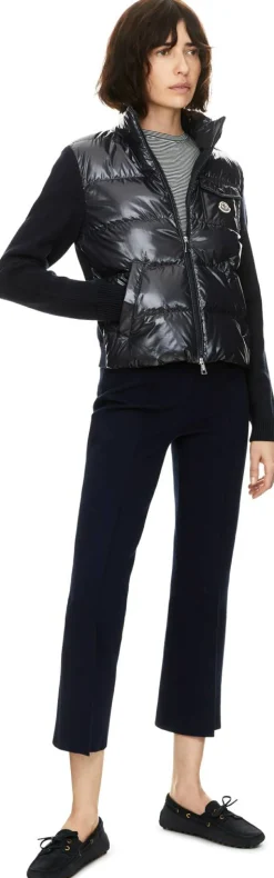 Wattierte Strickjacke aus Wolle Marineblau