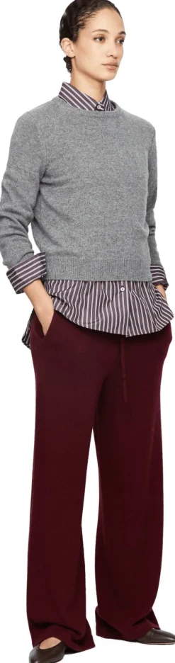 Weite Cashmere-Loungehose Bordeaux
