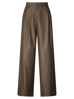 Weite Hose aus Schurwolle 'Tasmania' Taupe
