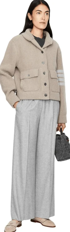 Weite Seiden-Cashmere-Hose Grau
