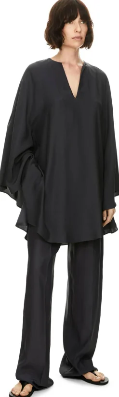 Weite Seidenhose Anthrazit