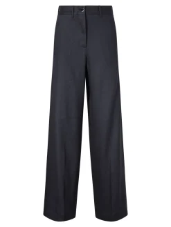 Weite Stoffhose 'Astrid' aus Leinen Marineblau