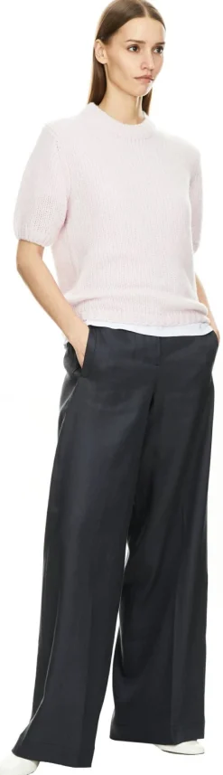 Weite Stoffhose 'Astrid' aus Leinen Marineblau