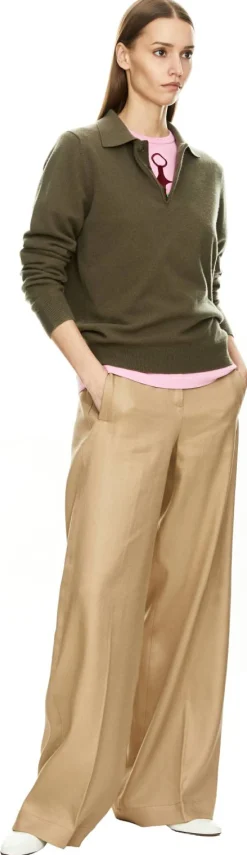 Weite Stoffhose 'Astrid' aus Leinen Beige