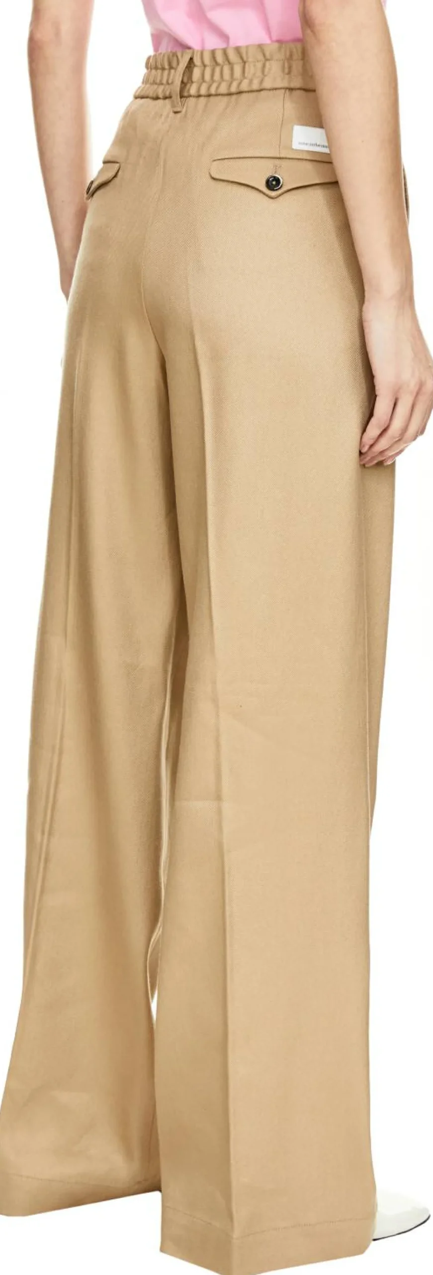 Weite Stoffhose 'Astrid' aus Leinen Beige