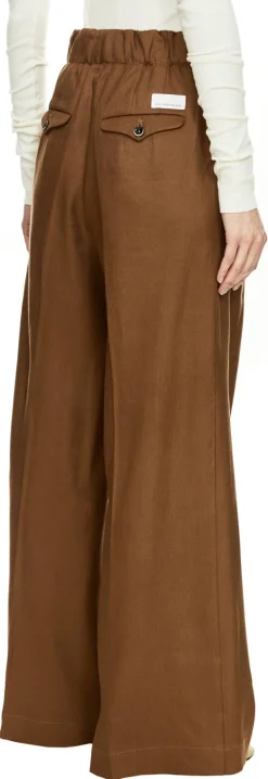 Weite Stoffhose 'Sirena' aus Leinen Braun