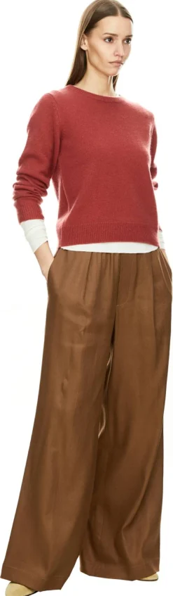 Weite Stoffhose 'Sirena' aus Leinen Braun