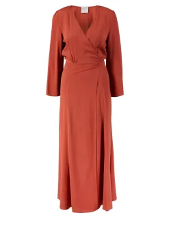 Wickel-Maxikleid aus Seide Rost