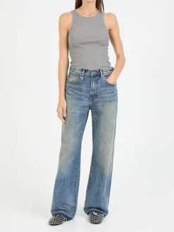Wide-Leg Jeans Blau