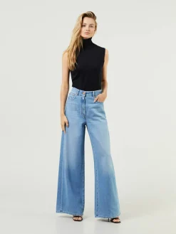 Wide-Leg Jeans Blau