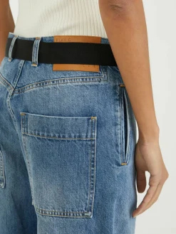 Wide-Leg Jeans mit abnehmbaren Gürtel Blau