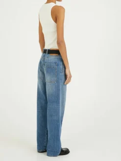 Wide-Leg Jeans mit abnehmbaren Gürtel Blau