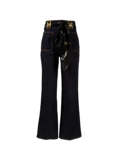 Wide-Leg Jeans mit Bindeelement Marineblau