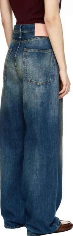 Wide-Leg Jeans Mittelblau