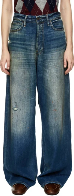 Wide-Leg Jeans Mittelblau