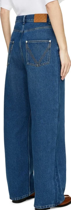 Wide-Leg Jeans Mittelblau