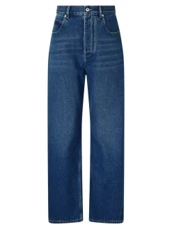 Wide-Leg Jeans Mittelblau