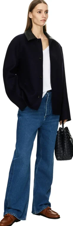 Wide-Leg Jeans Mittelblau