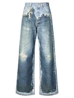Wide-Leg Jeans Mittelblau