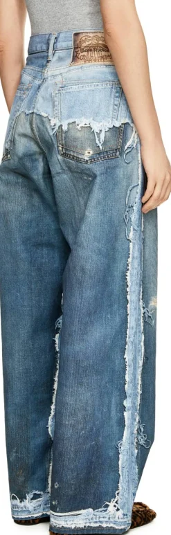 Wide-Leg Jeans Mittelblau