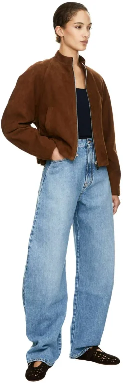 Wide-Leg Jeans Mittelblau