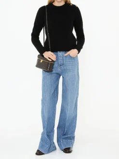 Wide-Leg-Jeans 'Palazzo' Mittelblau