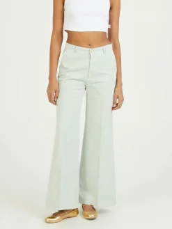 Wide-Leg Stoffhose Hellgrün