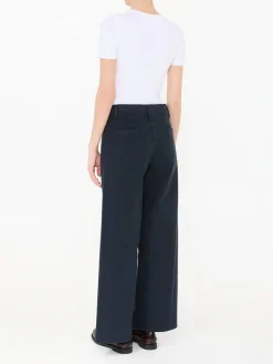 Wide-Leg Stoffhose 'Megan' aus Baumwolle Marineblau